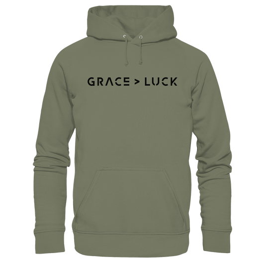 Grace > Luck | Christliches Design über Gottes Gnade - Premium Unisex Hoodie - Hoodies - Classic Olive - GfoitMa