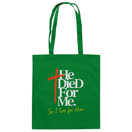 He Died for Me – Christliches Design mit Statement - Baumwolltasche - Taschen - Kelly Green - GfoitMa