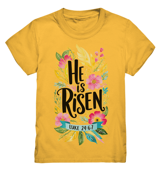 He Is Risen – Die Schönheit der Auferstehung (Vorne) | Christliche Kleidung - Kids Premium Shirt - Kids & Babys - Gold - GfoitMa