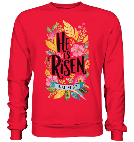 He Is Risen – Die Schönheit der Auferstehung (Vorne) | Christliche Kleidung - Premium Sweatshirt - Sweatshirts - Heather Grey (meliert) - GfoitMa