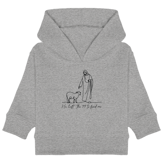 He Left the 99 to Find Me – Kraftvolle Botschaft in minimalistischem Design | Christliche Kleidung - Baby Organic Hoodie - Kids & Babys - Heather Grey - GfoitMa