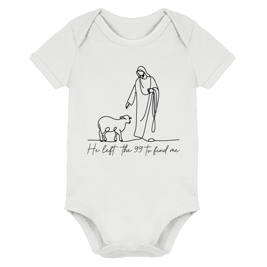 He Left the 99 to Find Me – Kraftvolle Botschaft in minimalistischem Design | Christliche Kleidung - Organic Baby Bodysuit - Kids & Babys - White - GfoitMa