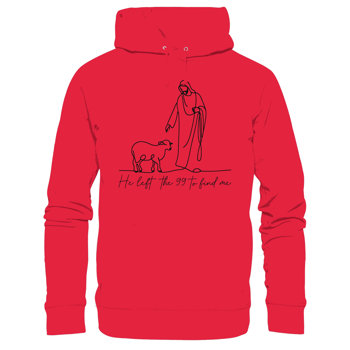 He Left the 99 to Find Me – Kraftvolle Botschaft in minimalistischem Design | Christliche Kleidung - Premium Unisex Hoodie - Hoodies - Rot - GfoitMa