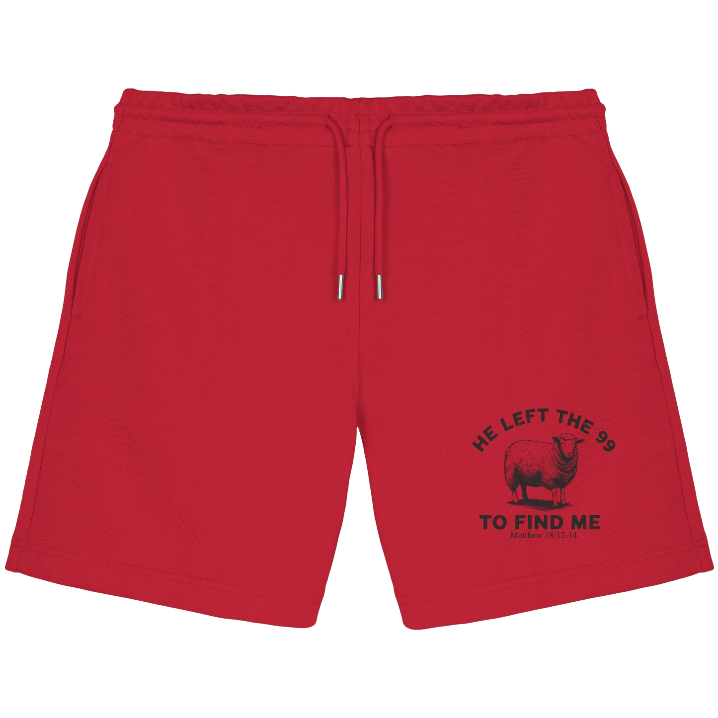 He Left the 99 to Find Me | Persönliches Glaubensbekenntnis - Organic Jogger Shorts - Hosen - Red - GfoitMa