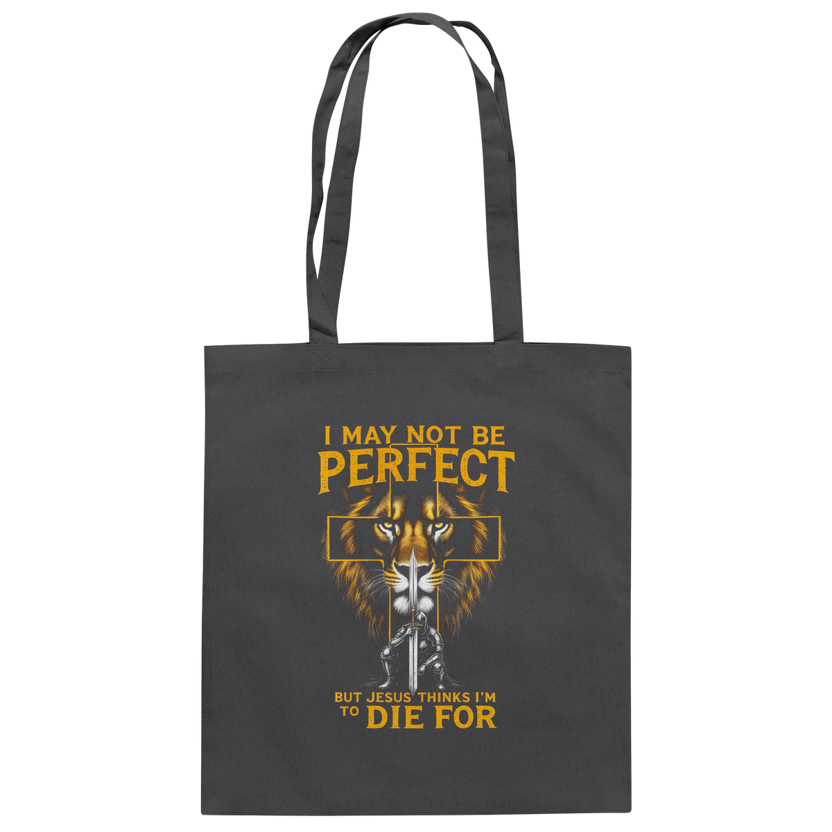I May Not Be Perfect, But Jesus Thinks I’m to Die For | Christliches Design mit Botschaft der Gnade - Baumwolltasche - Taschen - Graphite Grey - GfoitMa