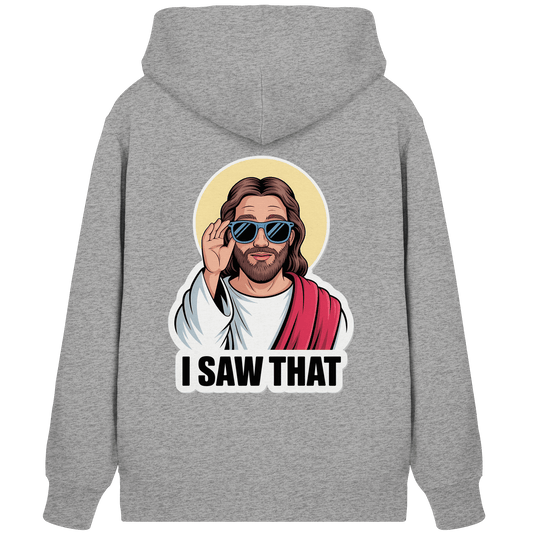 I Saw That – Jesus mit Sonnenbrille | Christliche Produkte - Organic Zipper - Jacken/ Zipper - Heather Grey - GfoitMa