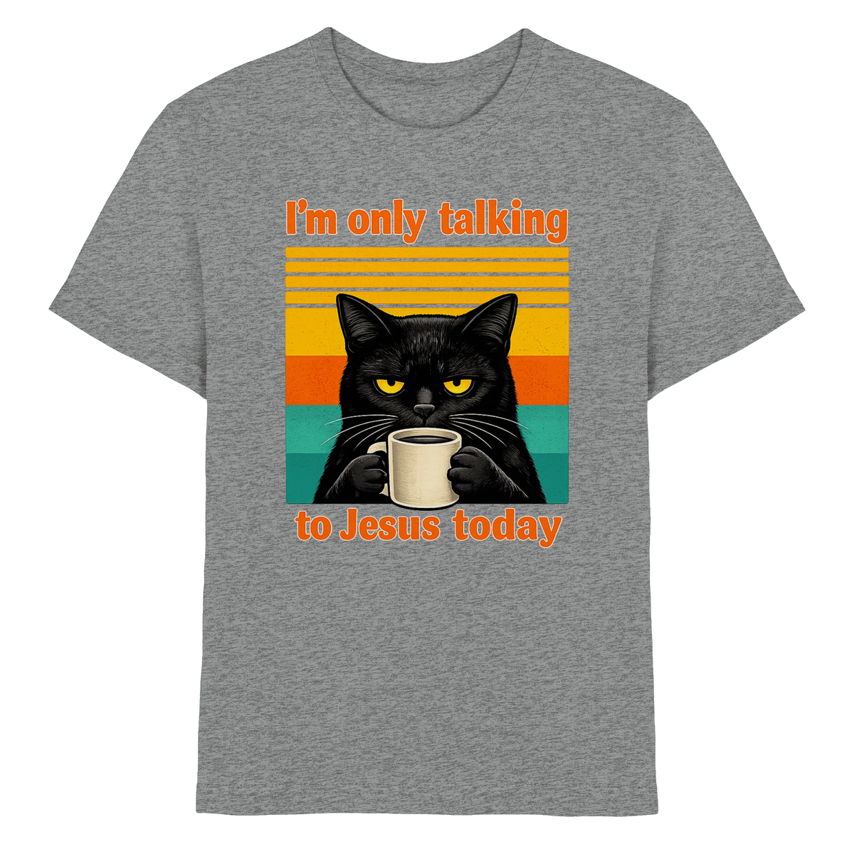 I’m Only Talking to Jesus Today – Grumpy Cat Coffee | Christliches Fun Design - Kids Premium Shirt - Kids & Babys - Sports Grey (meliert) - GfoitMa