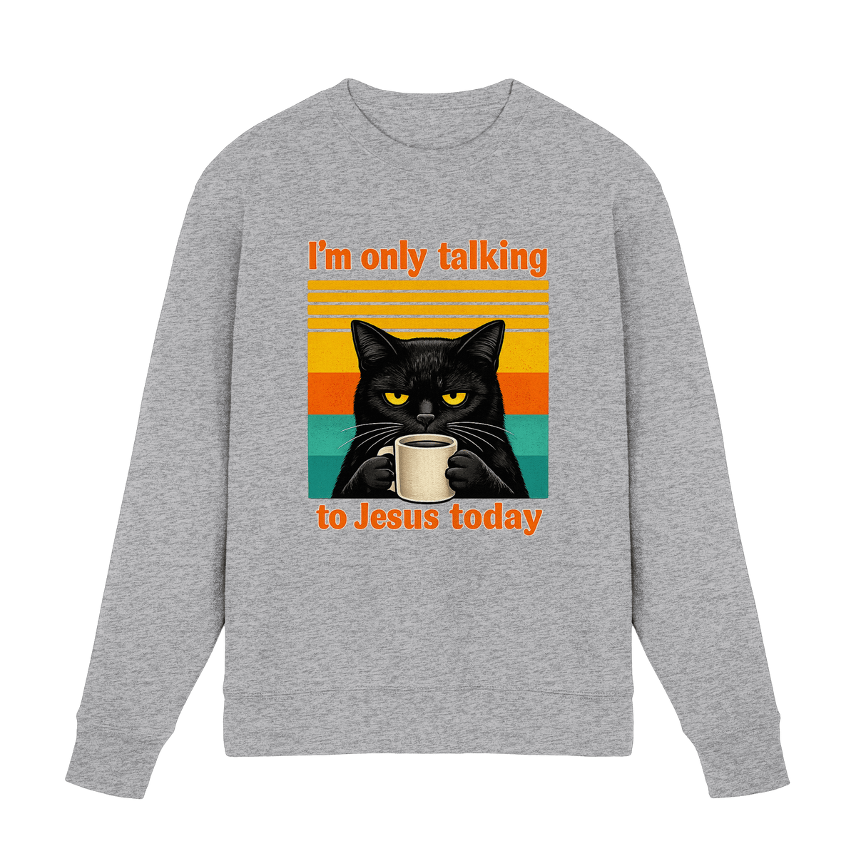 I’m Only Talking to Jesus Today – Grumpy Cat Coffee | Christliches Fun Design - Premium Sweatshirt - Sweatshirts - Heather Grey (meliert) - GfoitMa