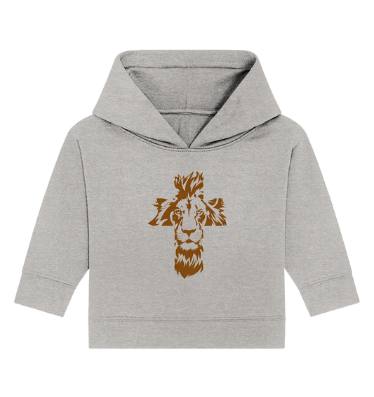 Im Zeichen des Löwen – Fest verwurzelt im Glauben | Christliche Kleidung - Baby Organic Hoodie - Kids & Babys - Heather Grey - GfoitMa