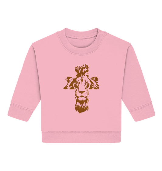 Im Zeichen des Löwen – Fest verwurzelt im Glauben | Christliche Kleidung - Baby Organic Sweatshirt - Kids & Babys - Cotton Pink - GfoitMa