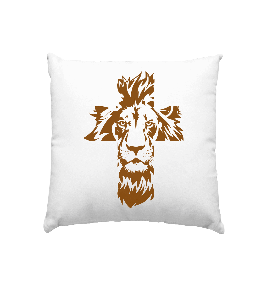 Im Zeichen des Löwen – Fest verwurzelt im Glauben | Christliche Kleidung - Kissen 40x40cm - Home & Living - Weiss satiniert - GfoitMa