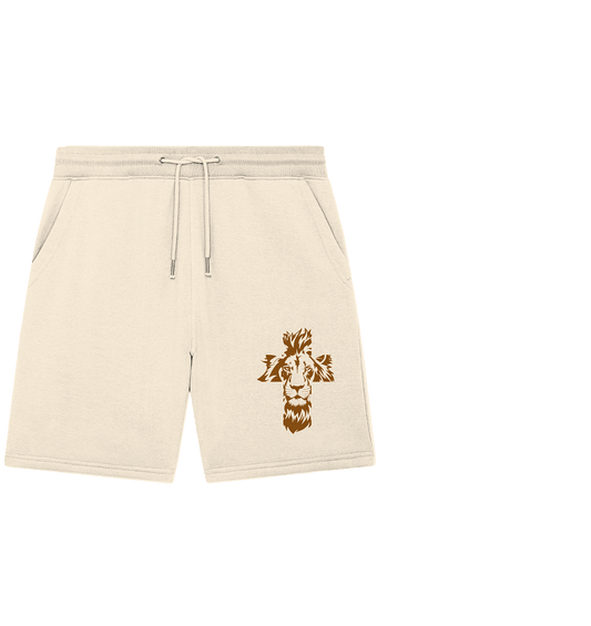 Im Zeichen des Löwen – Fest verwurzelt im Glauben | Christliche Kleidung - Organic Jogger Shorts - Hosen - Natural Raw - GfoitMa