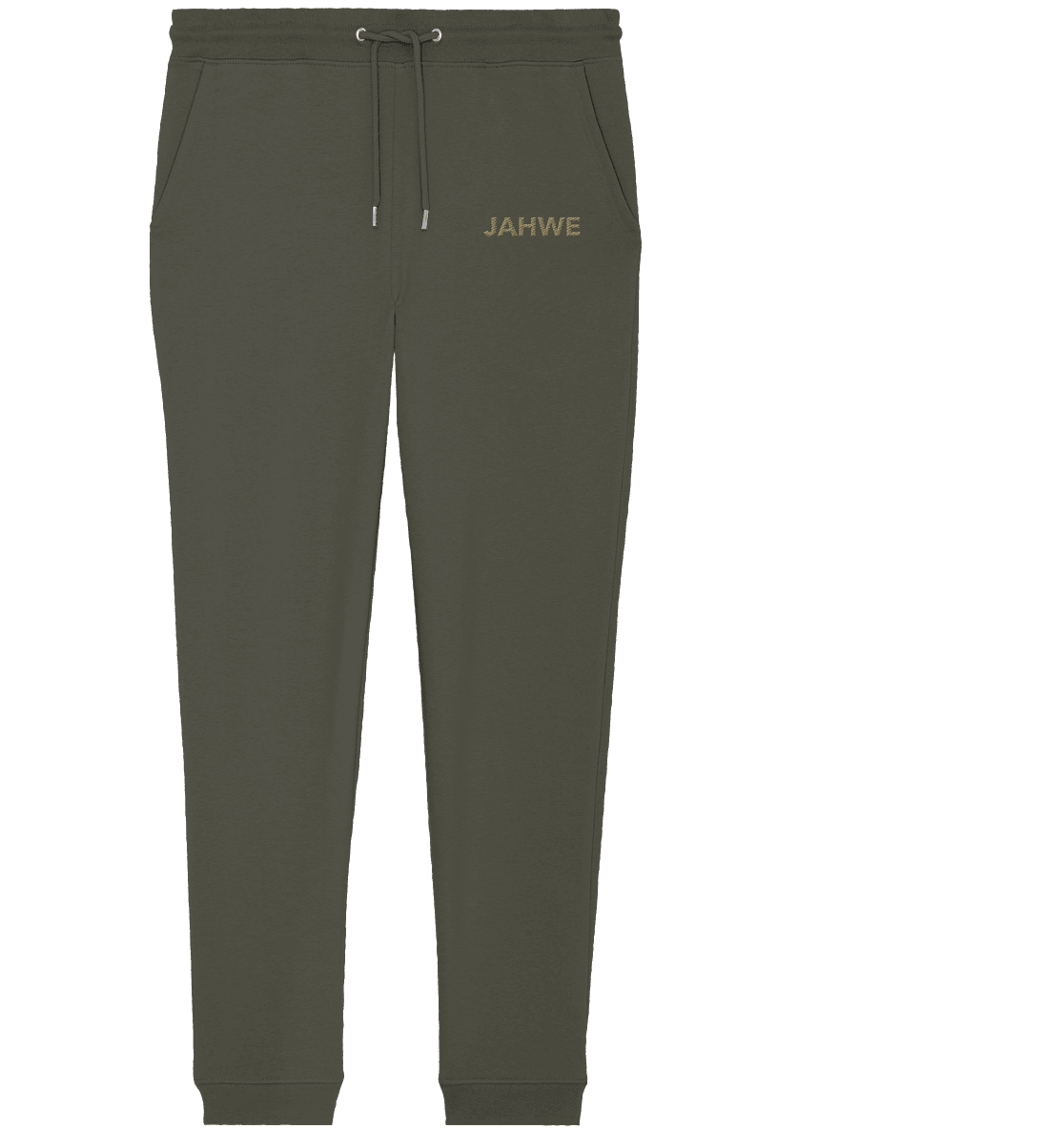 JAHWE – Der Name über allen Namen (Stick) | Christliche Kleidung - Organic Jogger Pants (Stick) - Hosen - Khaki - GfoitMa