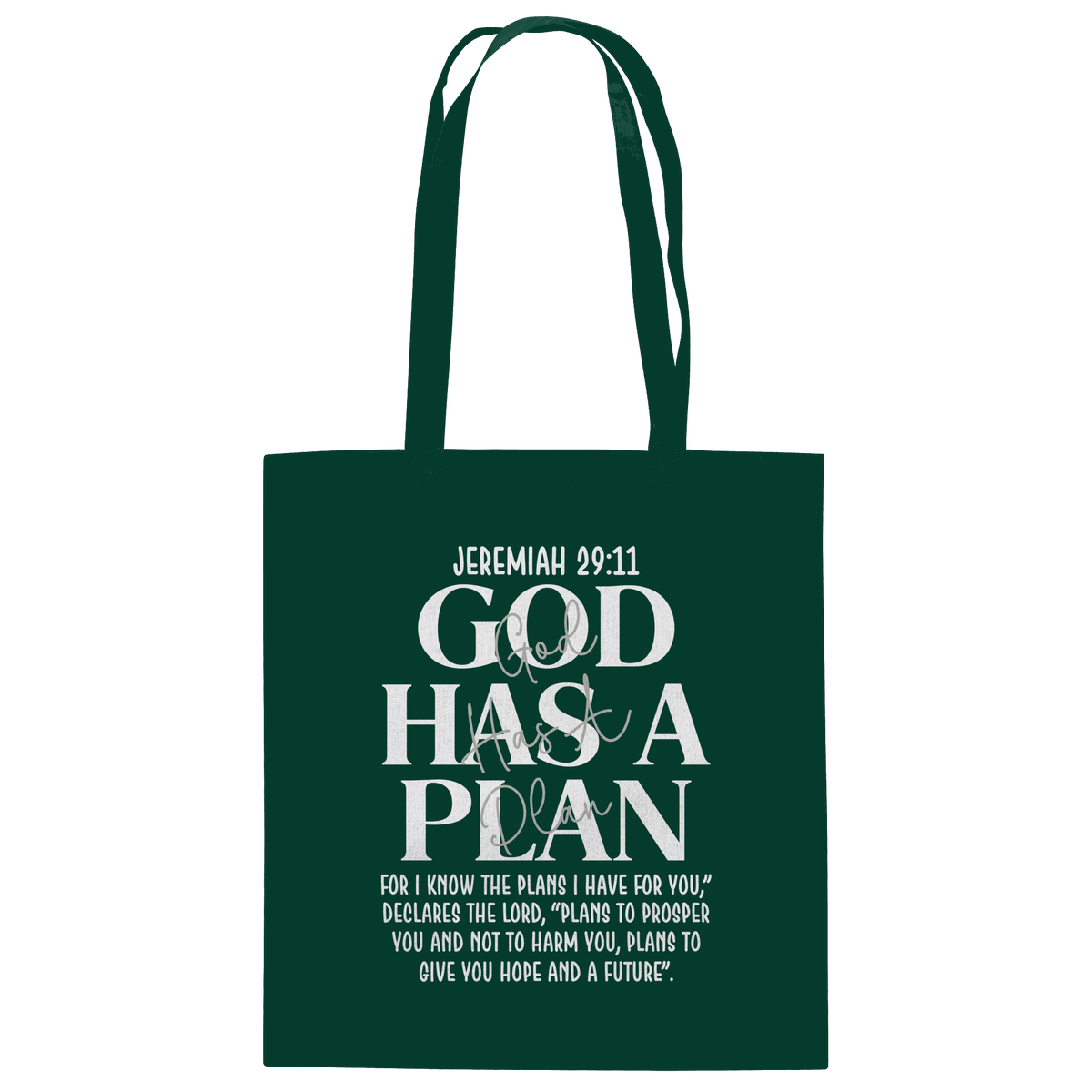 Jeremiah 29:11 – God Has a Plan | Christliches Design - Baumwolltasche - Taschen - Bottle Green - GfoitMa
