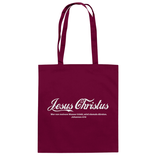 Jesus Christus – Johannes 4,14 | Christliches Statement Design „Lebendiges Wasser“ - Baumwolltasche - Taschen - Burgundy - GfoitMa