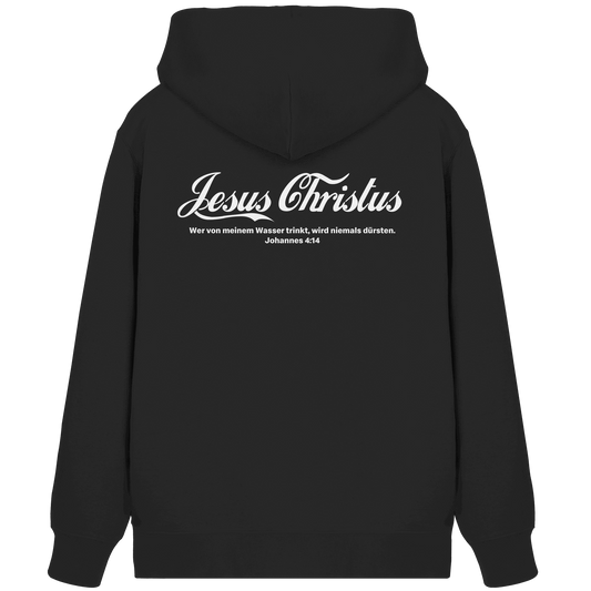 Jesus Christus – Johannes 4,14 | Christliches Statement Design „Lebendiges Wasser“ - Organic Zipper - Jacken/ Zipper - Black - GfoitMa