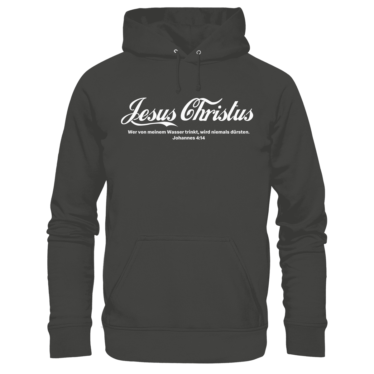 Jesus Christus – Johannes 4,14 | Christliches Statement Design „Lebendiges Wasser“ - Premium Unisex Hoodie - Hoodies - Charcoal - GfoitMa