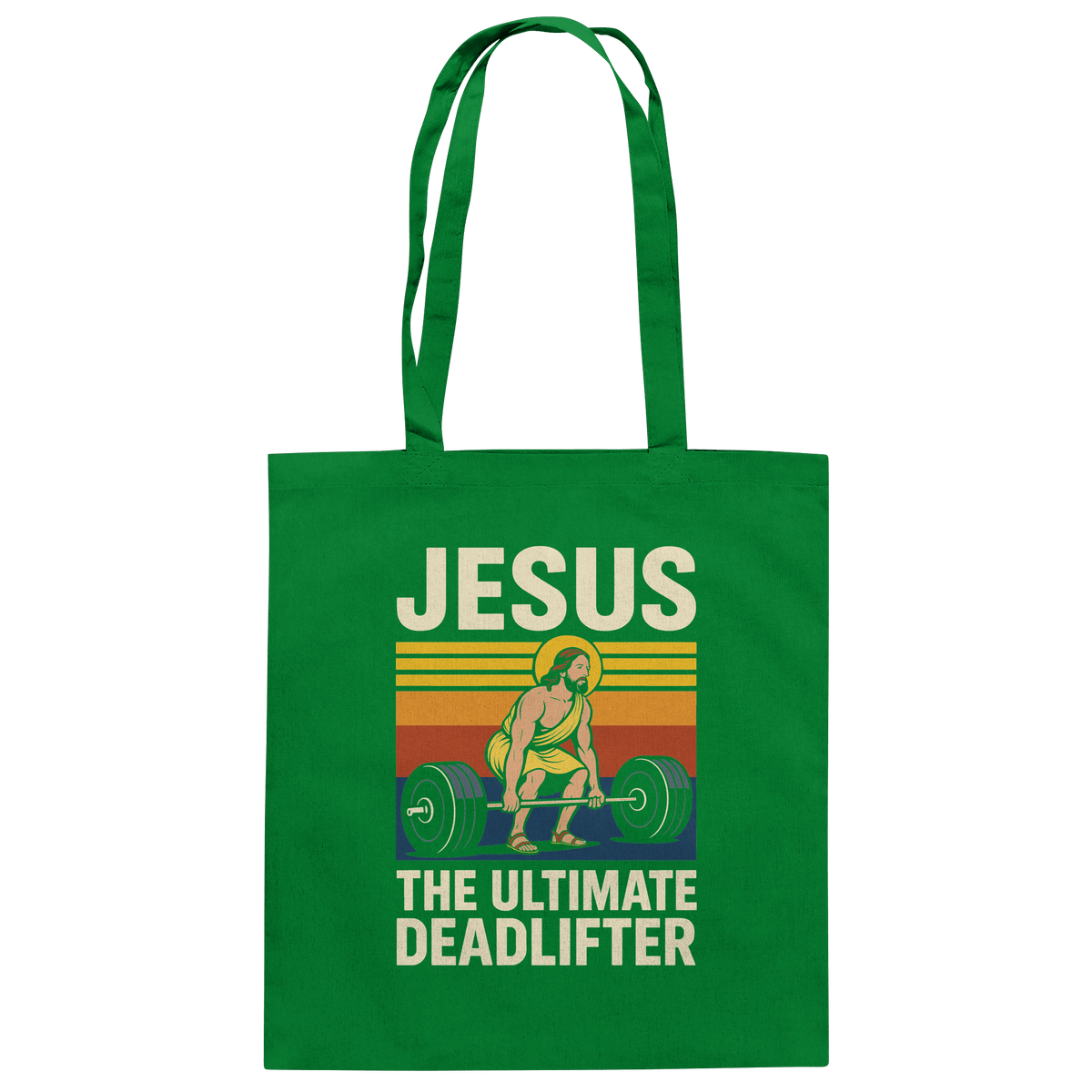 Jesus Deadlifter – Jesus the Ultimate Deadlifter | Christliches Fitness Design - Baumwolltasche - Taschen - Kelly Green - GfoitMa
