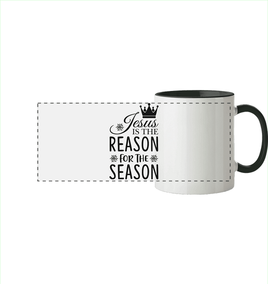 Jesus – Der Grund für die Weihnachtszeit | Christliche Geschenke - Panorama Tasse zweifarbig - Trinkgefäße - Black - GfoitMa