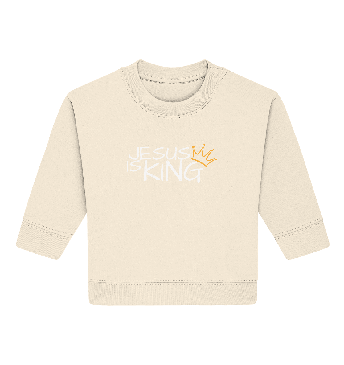 Jesus is King – Eine kraftvolle Botschaft des Glaubens | Christliche Kleidung - Baby Organic Sweatshirt - Kids & Babys - Natural Raw - GfoitMa