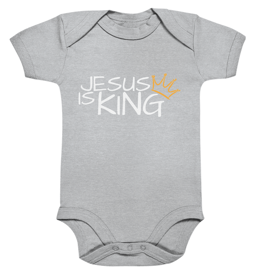 Jesus is King – Eine kraftvolle Botschaft des Glaubens | Christliche Kleidung - Organic Baby Bodysuit - Kids & Babys - Heather Grey - GfoitMa