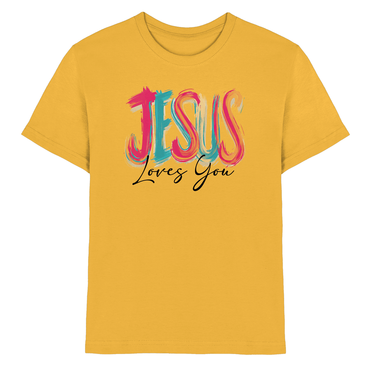 Jesus Loves You – Buntes Design voller Hoffnung und Liebe | Christliches Design - Kids Premium Shirt - Kids & Babys - Gold - GfoitMa