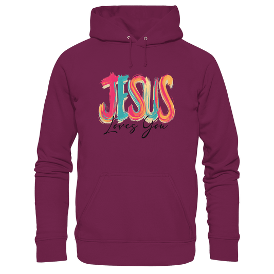 Jesus Loves You – Buntes Design voller Hoffnung und Liebe | Christliches Design - Premium Unisex Hoodie - Hoodies - Burgund - GfoitMa