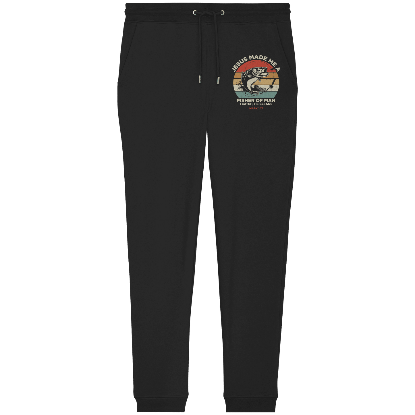 Jesus Made Me a Fisher of Men – I Catch, He Cleans | Christliches Design inspiriert von Matthäus 4:19 - Organic Jogger Pants - Hosen - Black - GfoitMa