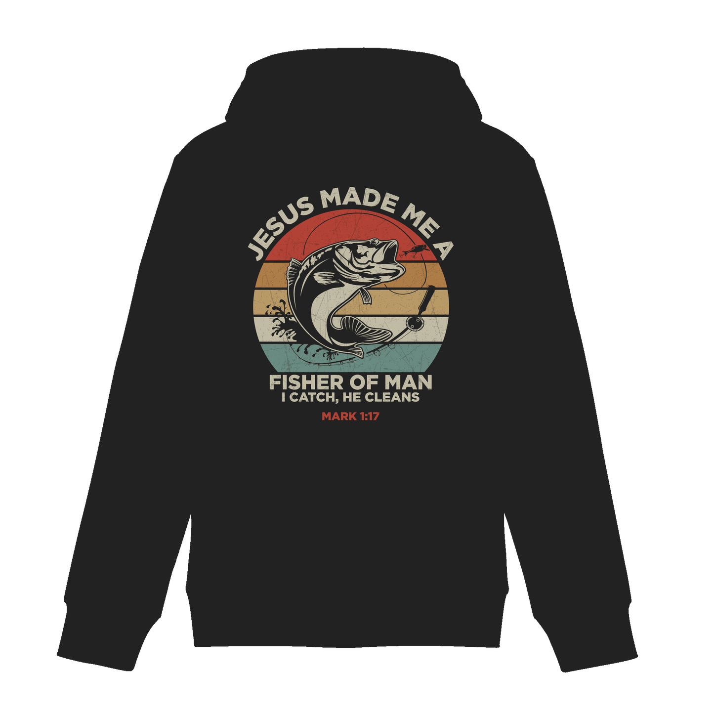 Jesus Made Me a Fisher of Men – I Catch, He Cleans | Christliches Design inspiriert von Matthäus 4:19 - Zipper - Jacken/ Zipper - Black Pure - GfoitMa