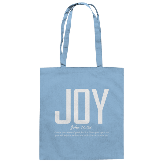 JOY – John 16:22 | Christliches Design mit Bibelvers - Baumwolltasche - Taschen - Sky Blue - GfoitMa