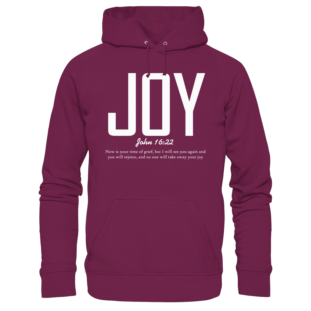 JOY – John 16:22 | Christliches Design mit Bibelvers - Premium Unisex Hoodie - Hoodies - Burgund - GfoitMa