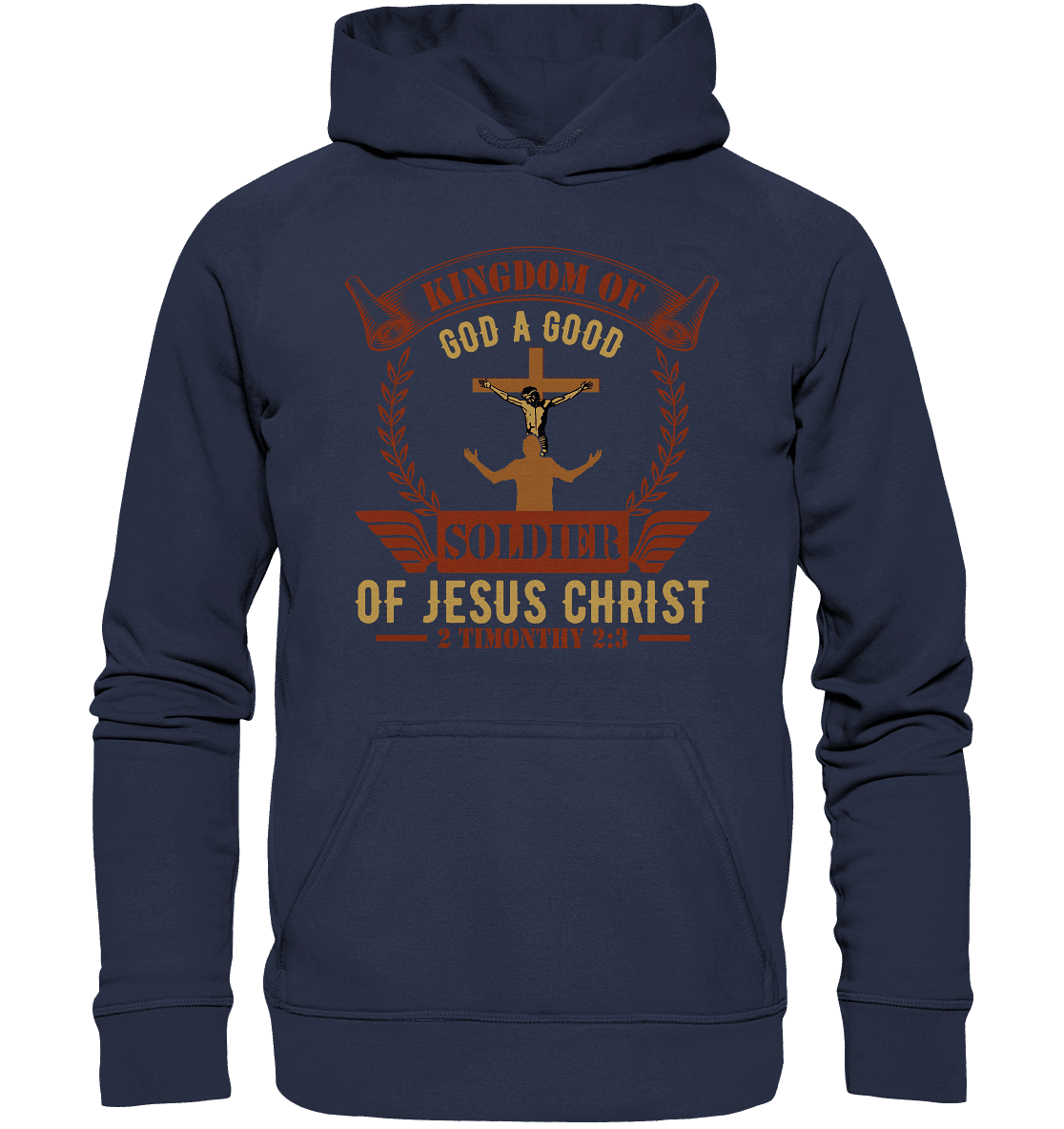Kingdom of God – A Good Soldier of Jesus Christ | Christliches Design in Braun - Kids Premium Hoodie - Kids & Babys - Deep Navy - GfoitMa