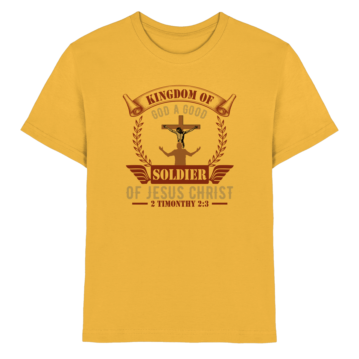 Kingdom of God – A Good Soldier of Jesus Christ | Christliches Design in Braun - Kids Premium Shirt - Kids & Babys - Gold - GfoitMa