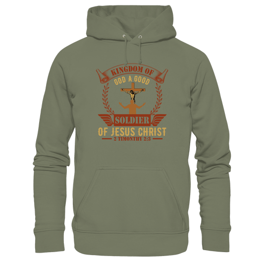 Kingdom of God – A Good Soldier of Jesus Christ | Christliches Design in Braun - Premium Unisex Hoodie - Hoodies - Classic Olive - GfoitMa