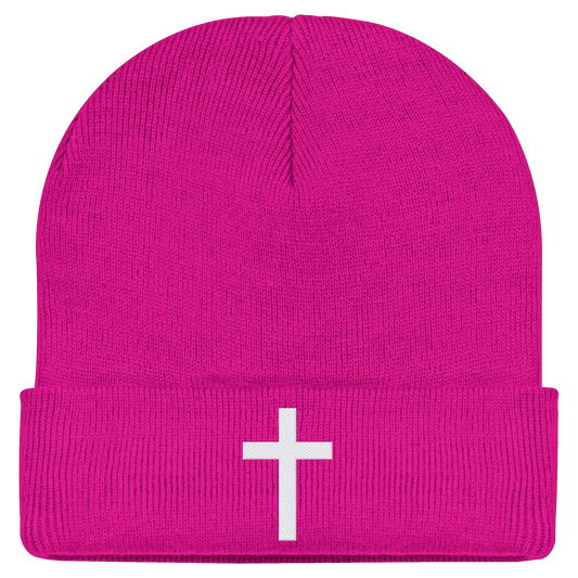 Kreuz gestickt – schlichtes Design mit tiefer Bedeutung (Stick) - Classic Beanie - Kappen & Mützen - Fuchsia - GfoitMa