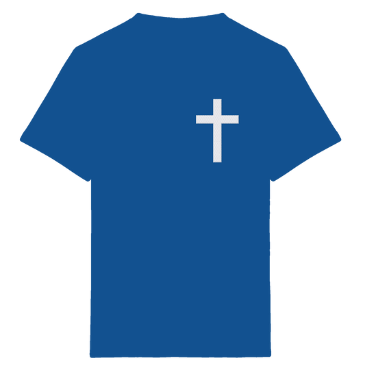 Kreuz gestickt – schlichtes Design mit tiefer Bedeutung (Stick) - Kids Organic Shirt - Kids & Babys - Royal Blue - GfoitMa