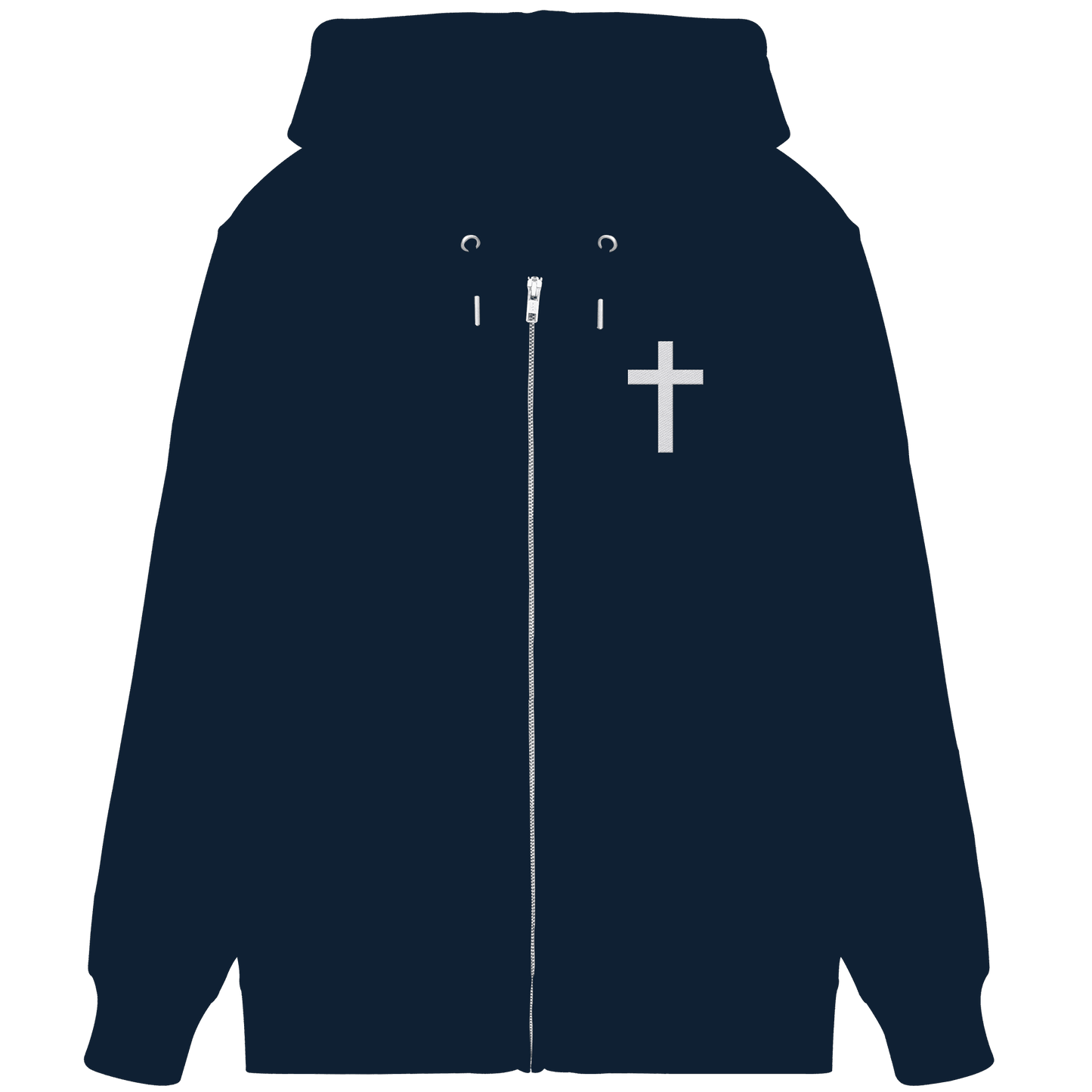 Kreuz gestickt – schlichtes Design mit tiefer Bedeutung (Stick) - Organic Zipper - Jacken/ Zipper - French Navy - GfoitMa