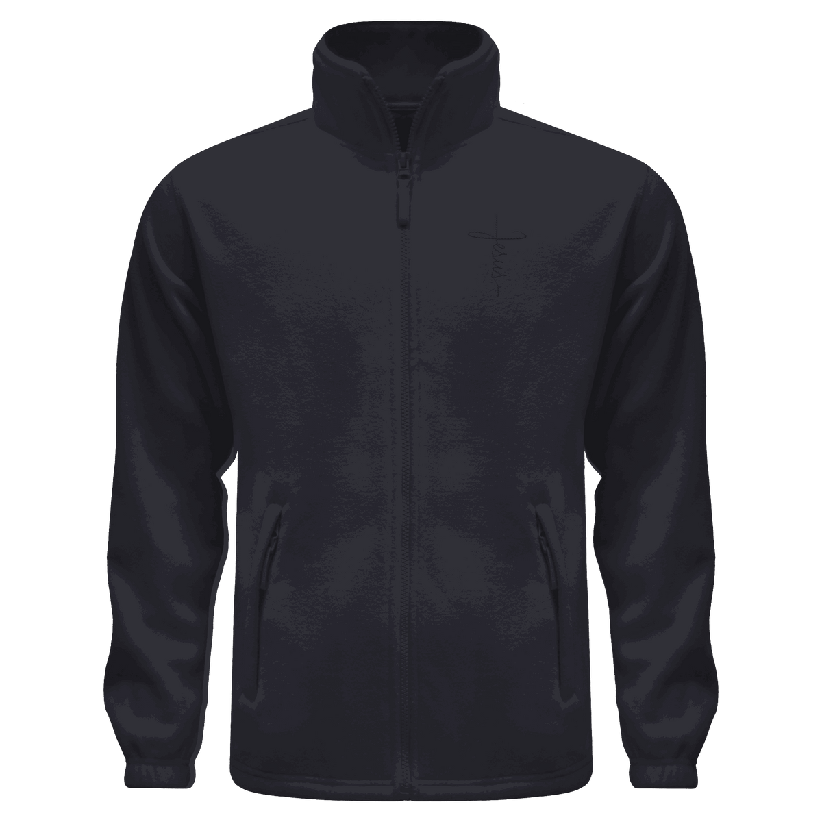 Kreuz mit Jesus Schrift (Stick) - Fleece Jacket - GfoitMa - Black / S