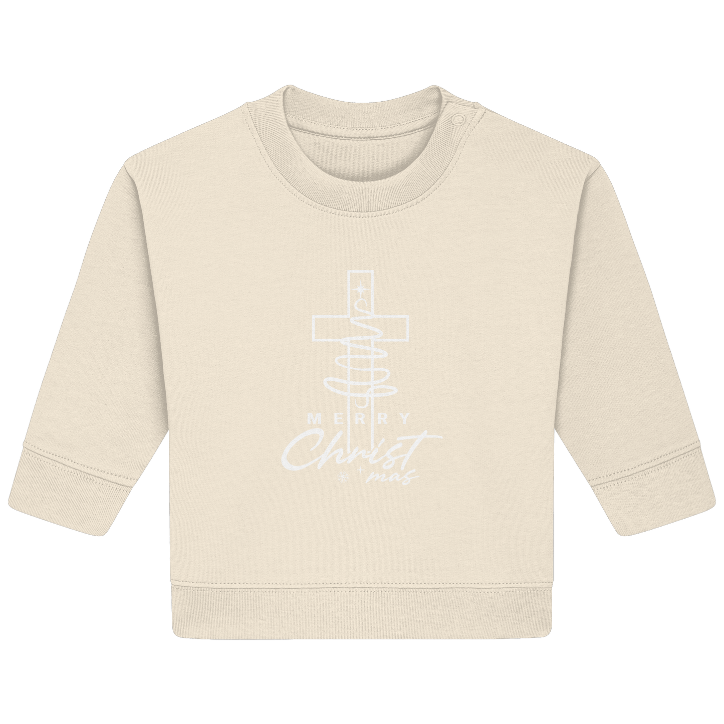 Kreuz und Christbaum – Merry Christ*mas Design - Baby Organic Sweatshirt - Kids & Babys - Natural Raw - GfoitMa
