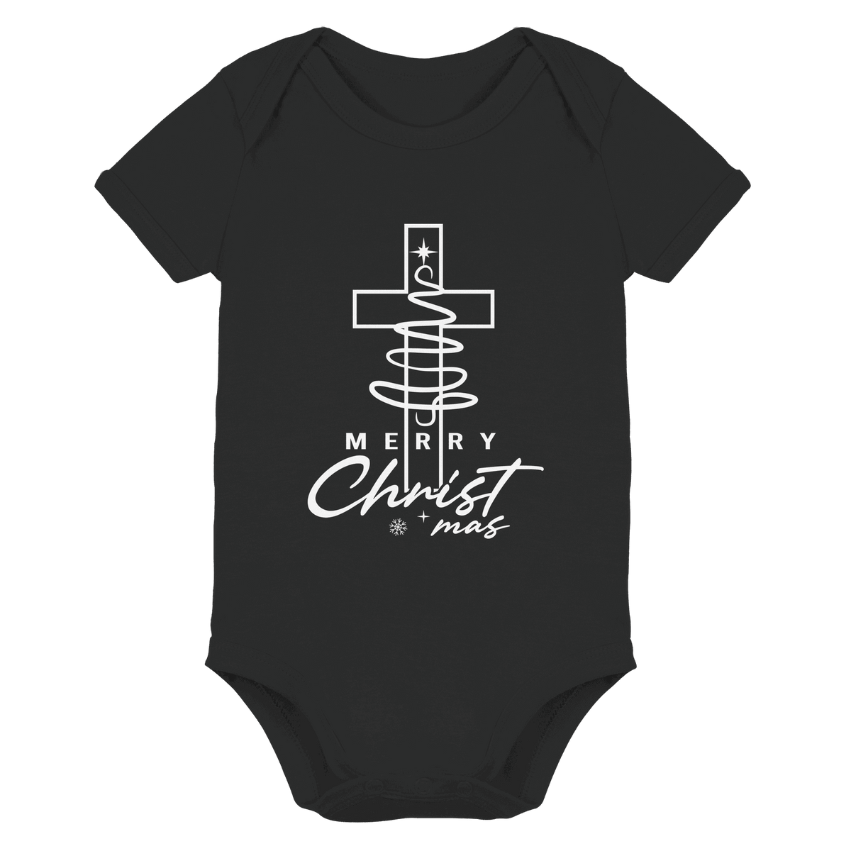 Kreuz und Christbaum β Merry Christ*mas Design - Organic Baby Bodysuit - Kids & Babys - Black - GfoitMa