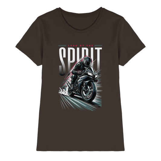 Lead by the Spirit | Christliche Kleidung & Geschenke im Motorrad-Design - Ladies Premium Shirt - Lady-Shirts - Brown - GfoitMa