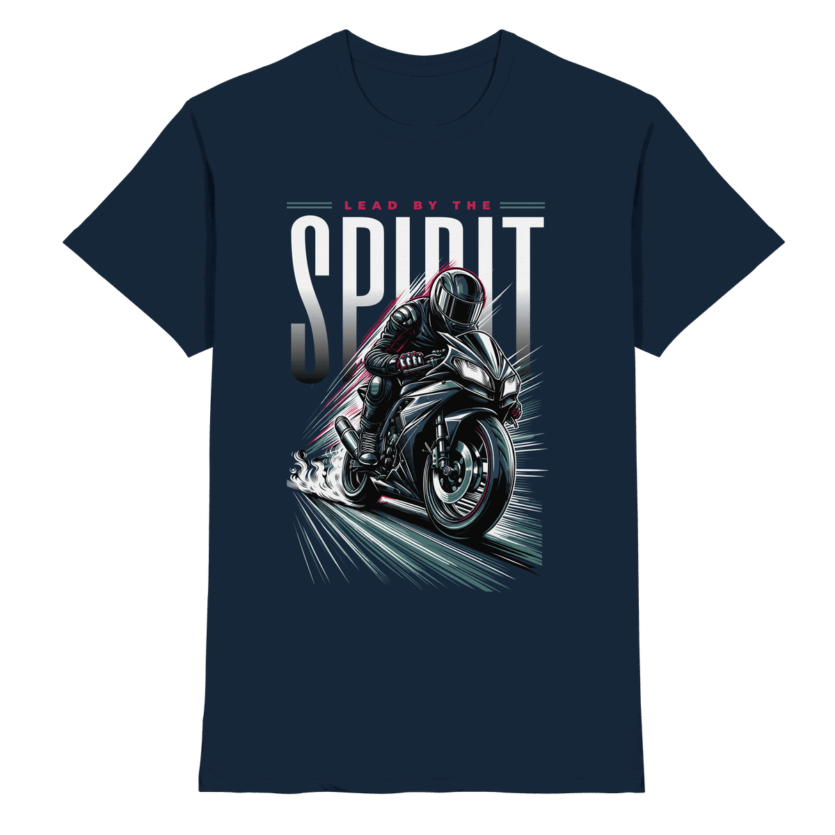 Lead by the Spirit | Christliche Kleidung & Geschenke im Motorrad-Design - Premium Shirt - Unisex-Shirts - Navy - GfoitMa