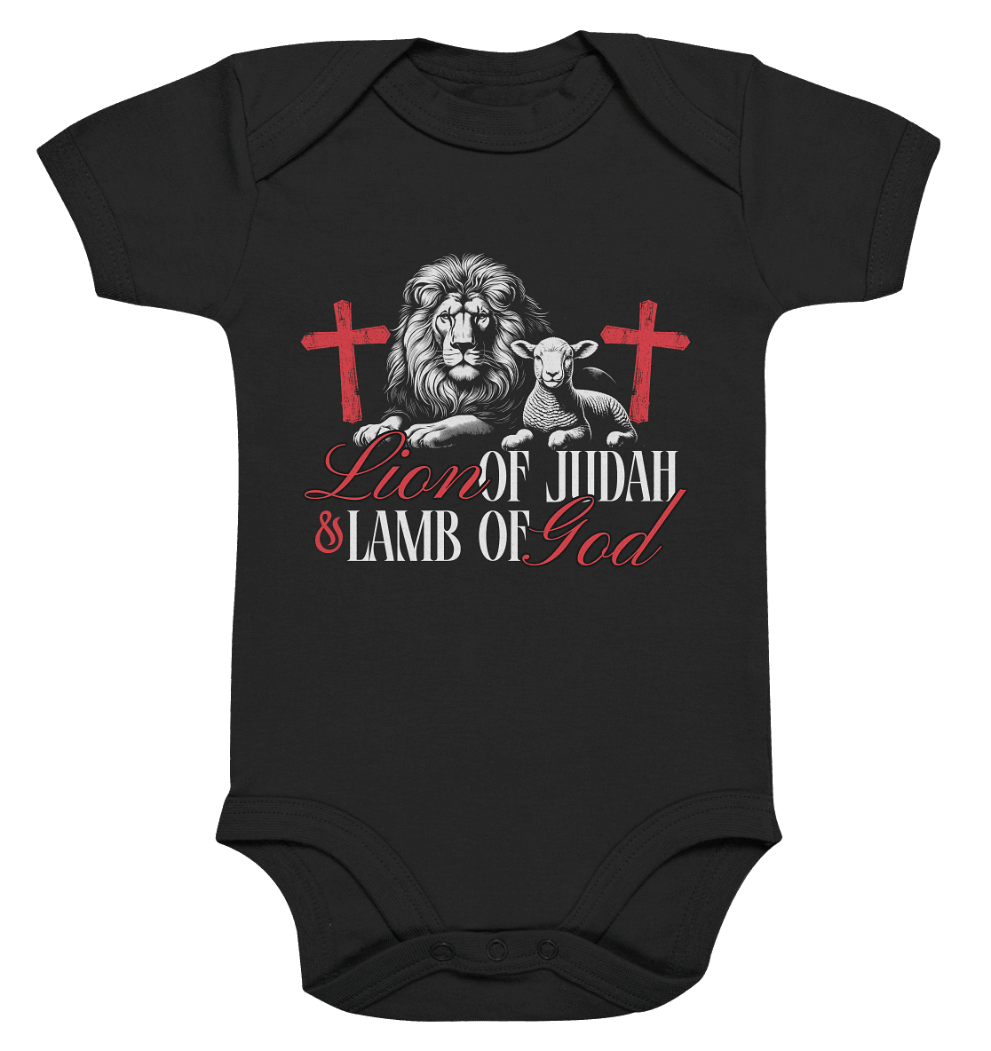 Lion of Judah & Lamb of God – Die zwei Seiten von Jesus - Organic Baby Bodysuit - Kids & Babys - Black - GfoitMa