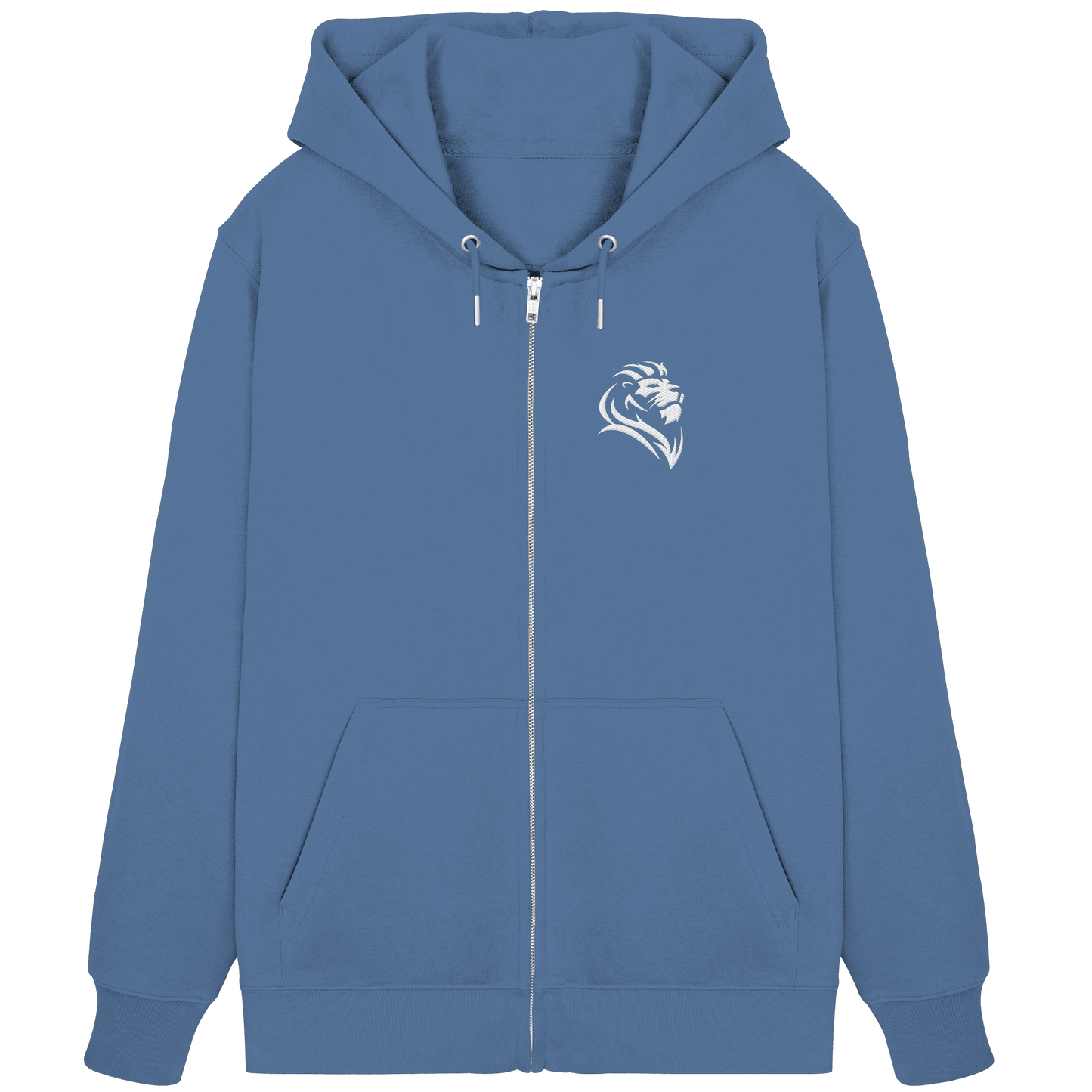 Löwe von Juda (Stick) | Christliche Kleidung - Organic Zipper (Stick) - Jacken/ Zipper - Bright Blue - GfoitMa