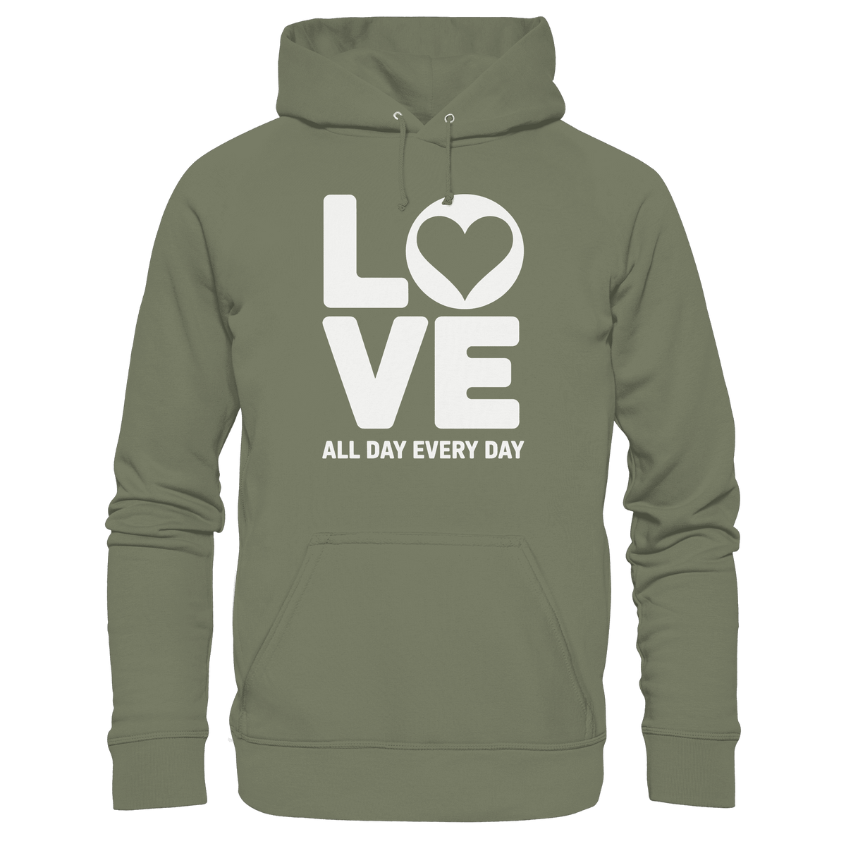 Love All Day Every Day | Love Design - Premium Unisex Hoodie - Hoodies - Classic Olive - GfoitMa
