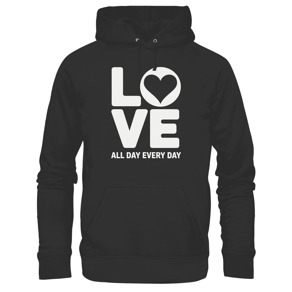 Love All Day Every Day | Love Design - Premium Unisex Hoodie - Hoodies - Black - GfoitMa