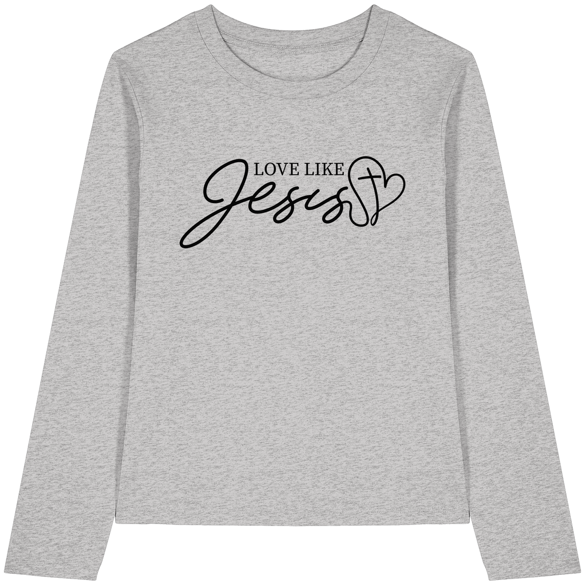 Love Like Jesus – Liebe, die verändert | Ein Statement des Glaubens - Womens Organic Longsleeve T-Shirt - Lady-Shirts - Cool Heather Grey - GfoitMa
