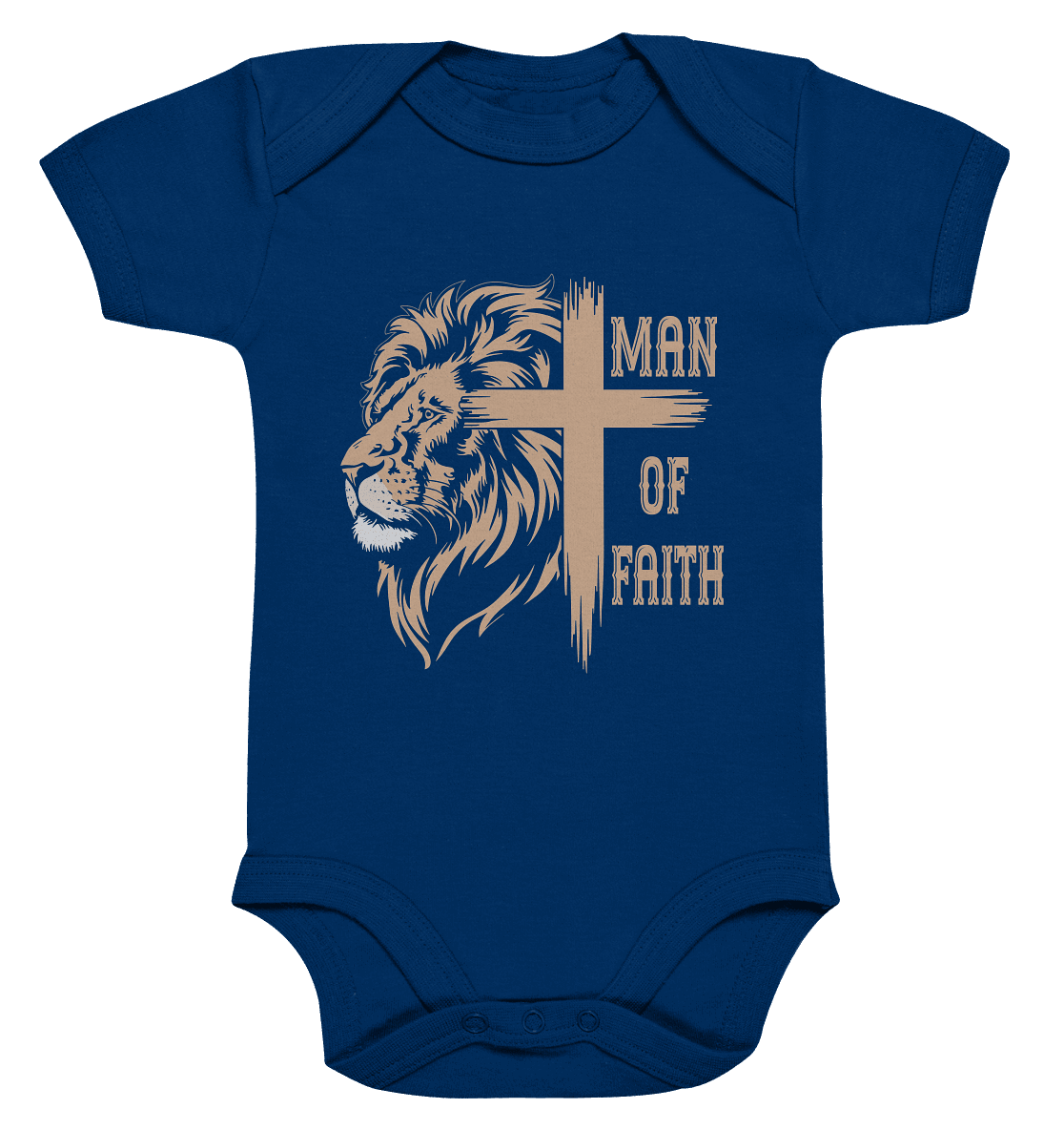 Man of Faith | Christliche Designs - Organic Baby Bodysuit - Kids & Babys - Nautical Navy - GfoitMa