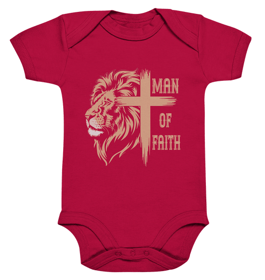 Man of Faith | Christliche Designs - Organic Baby Bodysuit - Kids & Babys - Red - GfoitMa