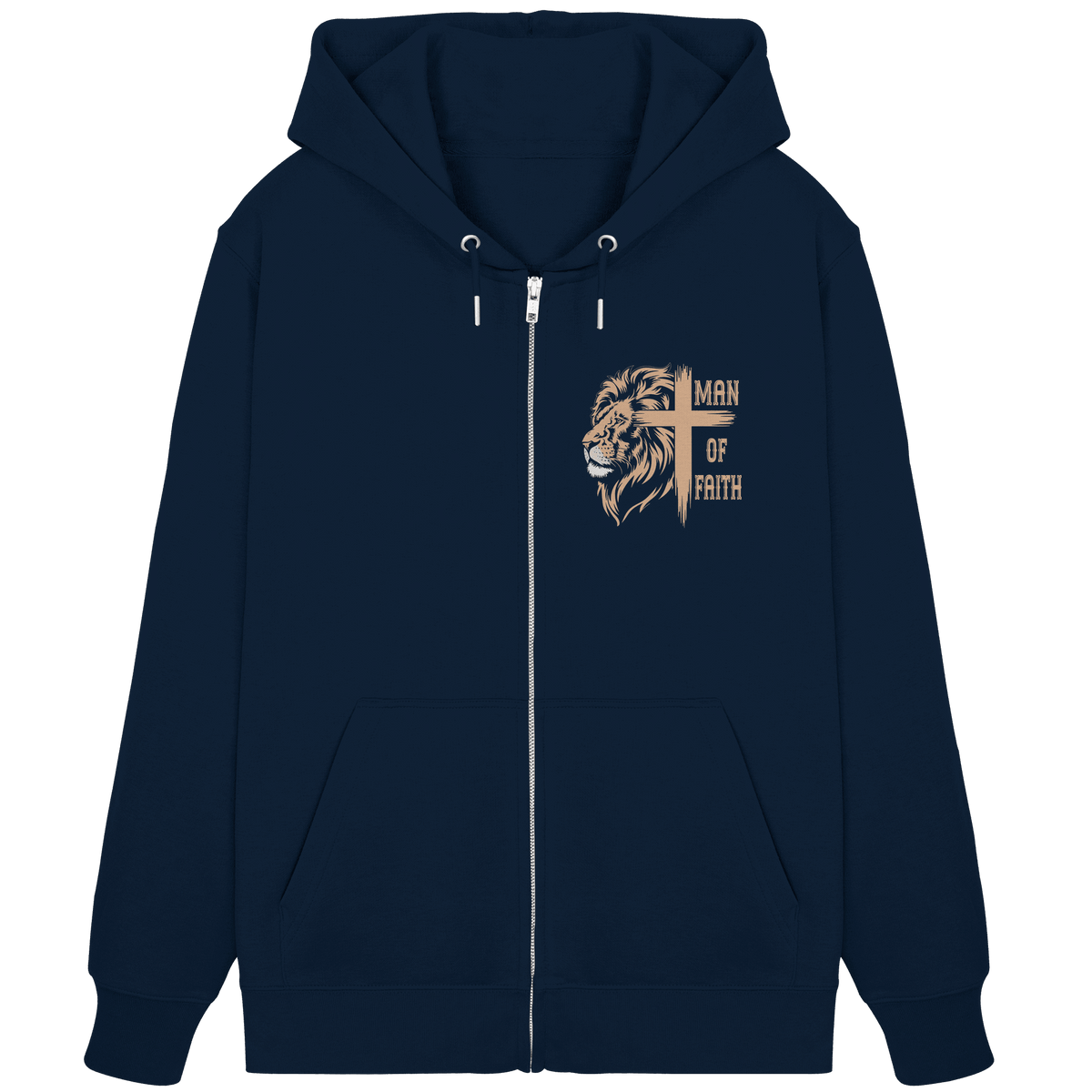 Man of Faith | Christliche Designs - Organic Zipper - Jacken/ Zipper - French Navy - GfoitMa